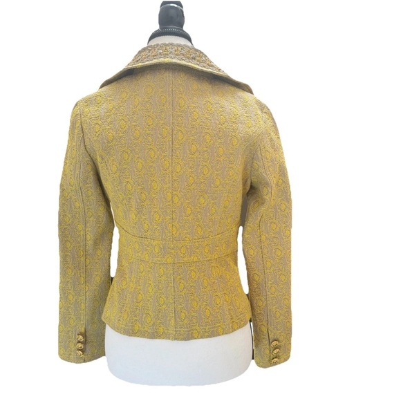 Joimo Floral Tapestry Blazer Jacket Women's M Gold Tan Embellished 90's Y2K - Picture 2 of 11
